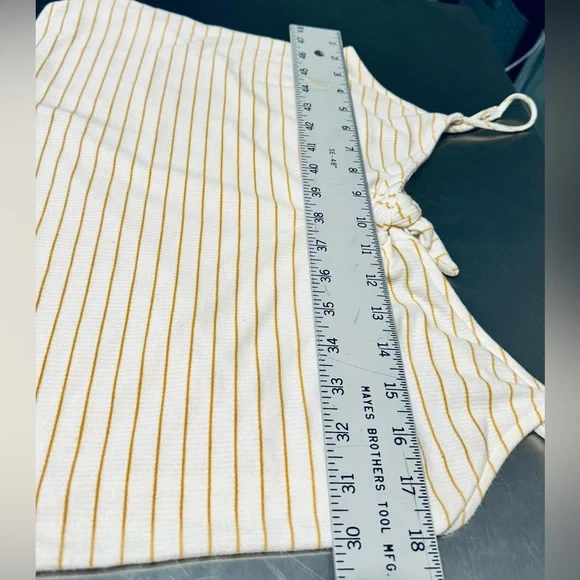 Sadie & Sage Canary & Cream Waffle Tie Tank Cami Gold Stripe SZ LARGE NEW! - Picture 12 of 13